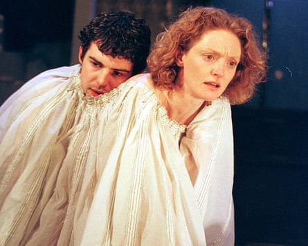 Paul Ready and Kelly Hunter in Cuckoos at the Gate theatre in 2000.