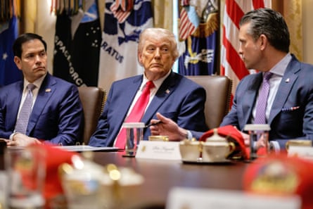 Marco Rubio, Donald Trump and Pete Hegseth.