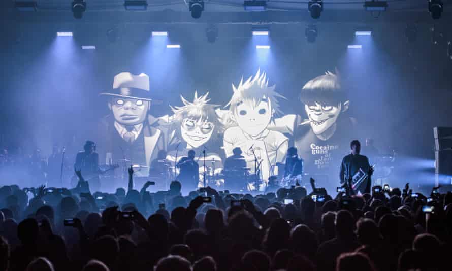 Gorillaz performing Humanz live for the first time at Printworks, London, in March 2017.