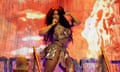 SZA performs during the Glastonbury Festival.