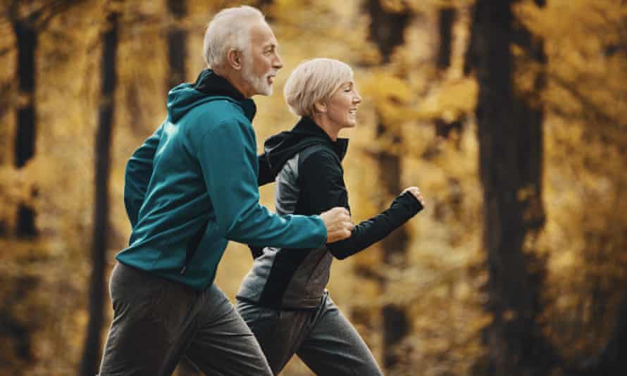 Older couple running