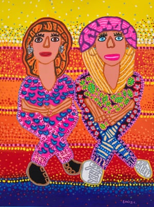 The pattern in the mountains of Studio A, best friends Emma and Gabrielle, by Emily Crockford Sitters: Gabrielle Mordy and Emma Johnston