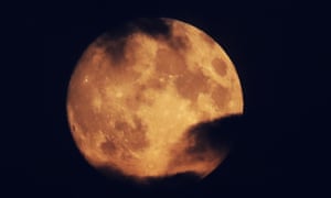 The 99% waxing gibbous moon over Whitley Bay, North Tyneside, ahead of tonightâs blood moon