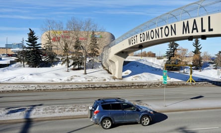 A pedestrian bridge crossing to the West Edmonton Mall.
