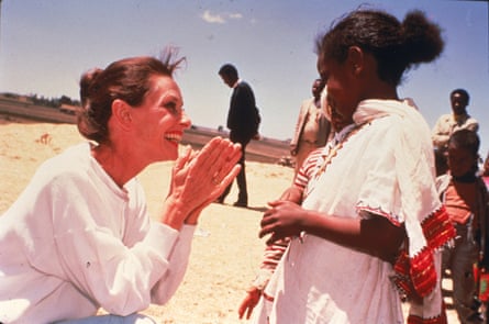 Audrey Hepburn in Ethiopia on her first field mission in her capacity as goodwill ambassador to Unicef in March 1988.