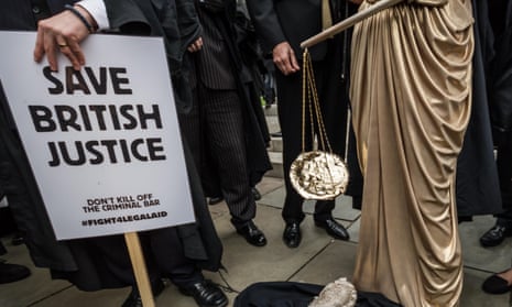 Barristers and solicitors protest over cuts to legal aid earlier this year.