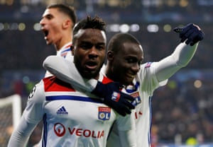 Lyonnais Maxwel Cornet celebrates his first goal