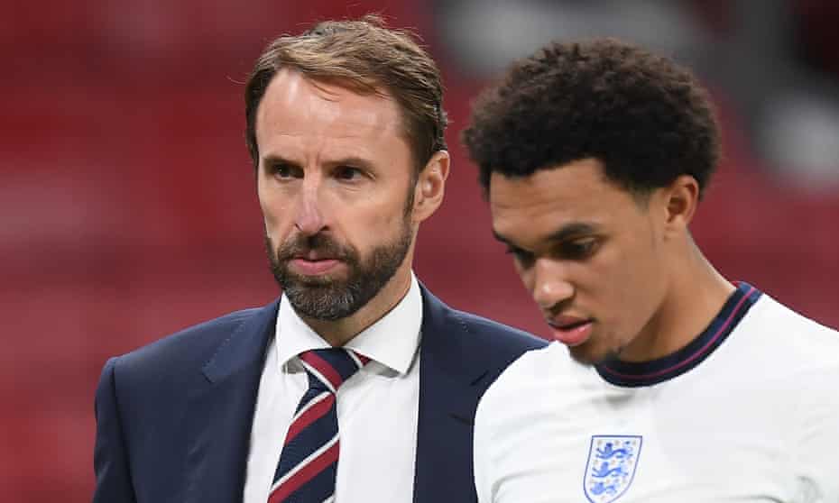 Gareth Southgate and Trent Alexander-Arnold after the Nations League match against Denmark in September.