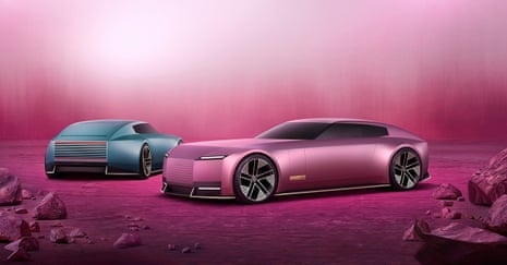 blue car and pink car in a pink backdrop