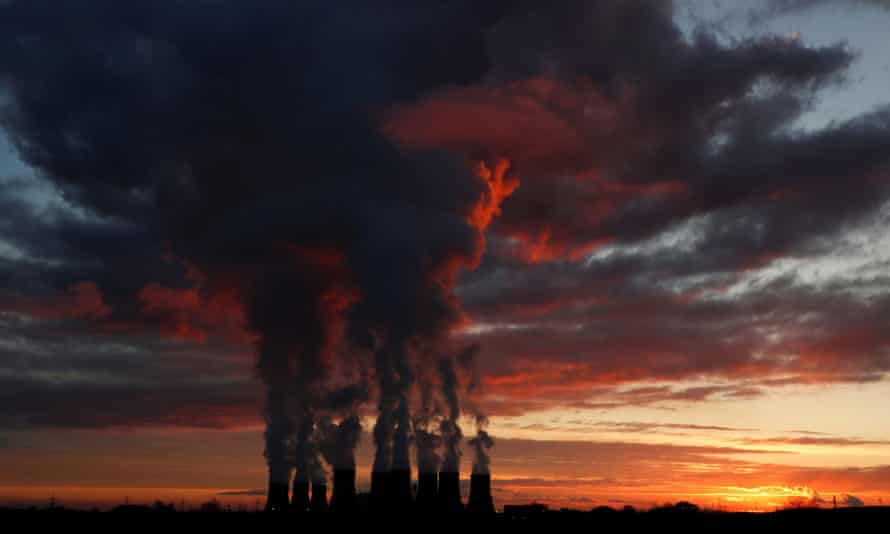 Sunset over Drax power station in North Yorkshire