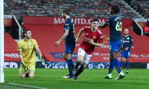 Daniel James of Manchester United celebrates scoring his team’s ninth goal