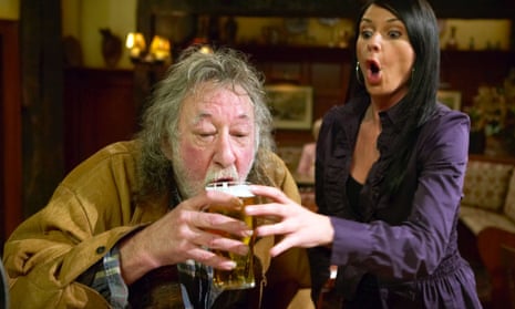 Andy Devine as Shadrach Dingle with Lucy Pargeter as his daughter, Chastity, in Emmerdale, 2008.