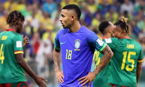 Gabriel Jesus playing against Cameroon.