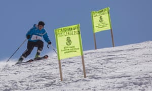 Nazira competes during her first run (of two) in the Afghan Ski Challenge