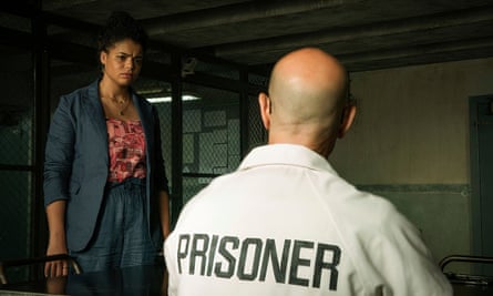 Lydia West with Stanley Tucci in a scene from Inside Man.