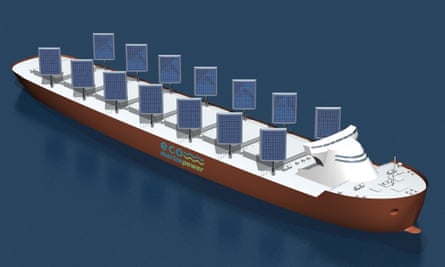 The Aquarius Eco Ship concept design incorporates the innovative solar and wind power.
