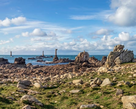 Lighthouses on rocks going out to sea