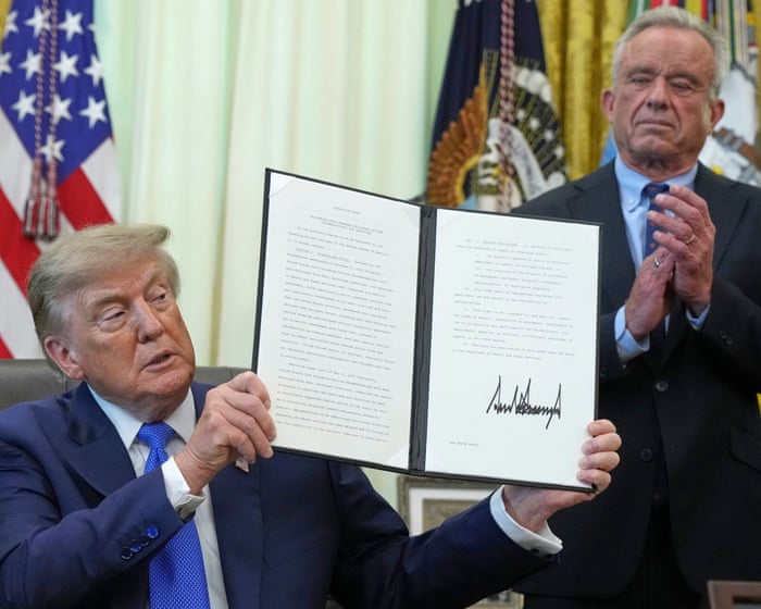 Trump signs order attempting to override CDC vaccine schedule and break up MMR shots — image supplied by The Guardian World's feed