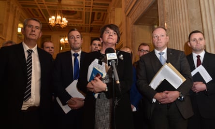 ‘Contempt for human rights.’ Arlene Foster, leader of the Democratic Unionist party, at Stormont on Monday.
