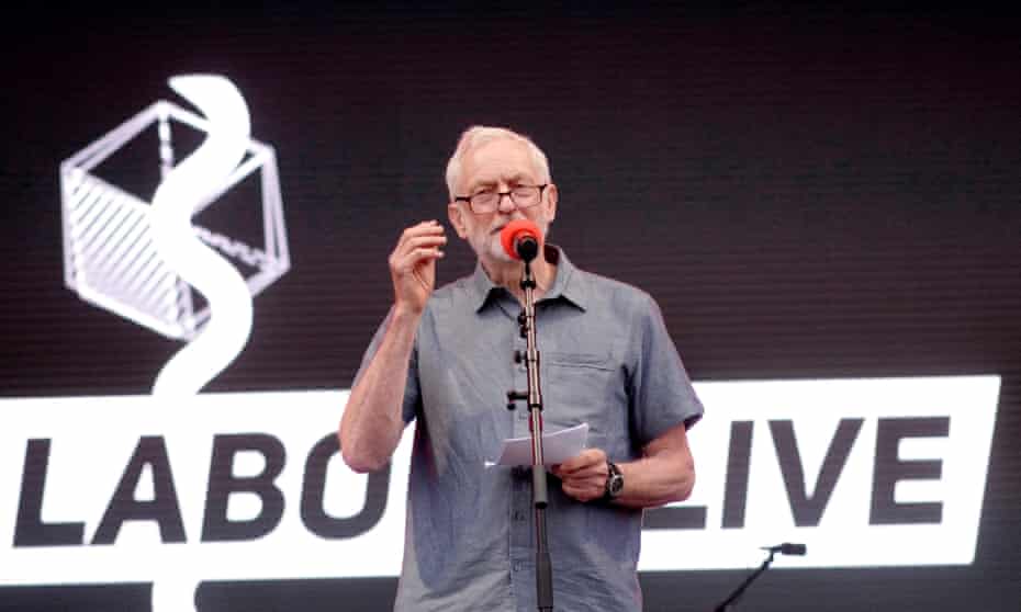Jeremy Corbyn speaking at the Labour Live festival.