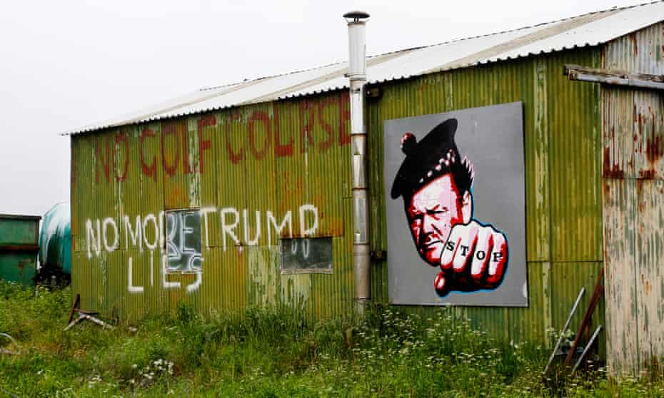 A mural on his barn showing Michael Forbes, who refused to sell his land to Donald Trump for his Menie estate golf course.