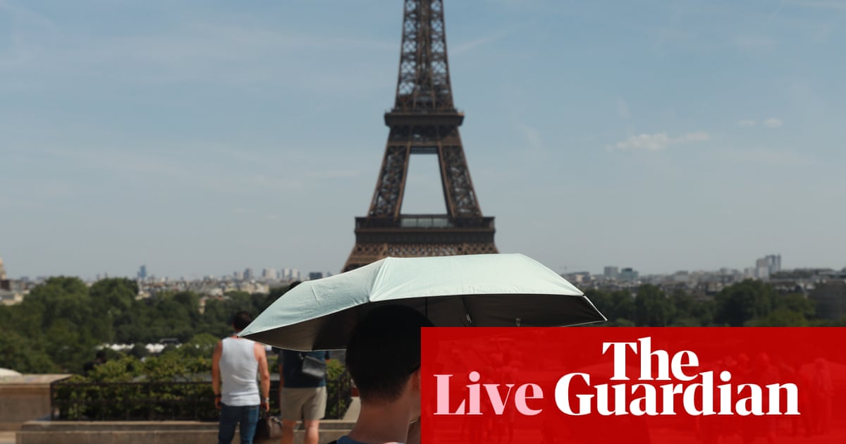 Millions in England face red heat warning while Paris postpones Pride as heatwave grips Europe – live