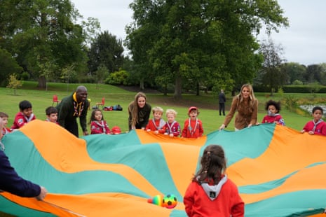 Melania Trump and Catherine, Princess of Wales, with UK Scouts at Frogmore House in Windsor, Britain.