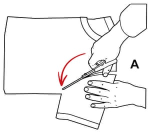 Step A: cut off the sleeves