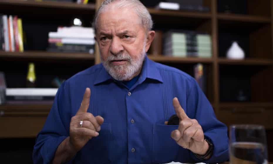 Former president of Brazil Lula da Silva being interviewed exclusively for the Guardian on his release from prison on 19 November 2019.