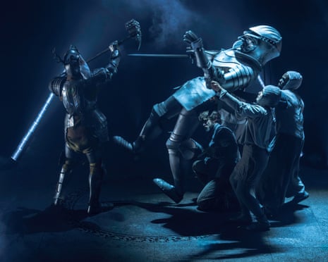 Knights clash with swords in a Game of Thrones: The Mad King stage battle scene