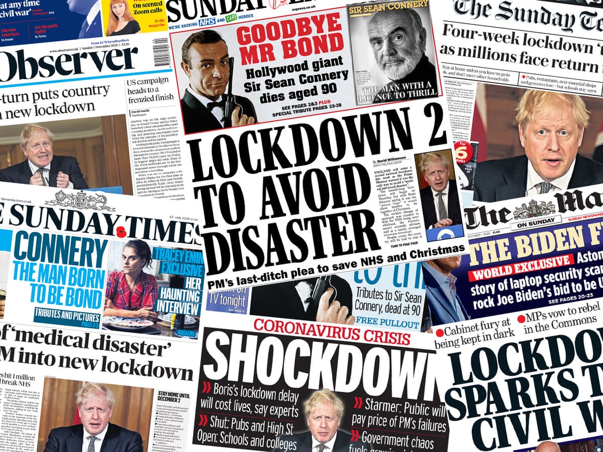 Shockdown What The Sunday Papers Say About England S New Covid 19 Lockdown Uk News The Guardian Shockdown What The Sunday Papers Say About England S New Covid 19 Lockdown Uk News The Guardian