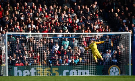 The ball flies past Brighton keeper Mathew Ryan as Bournemouth’s Ryan Fraser doubles the visitors’ lead.