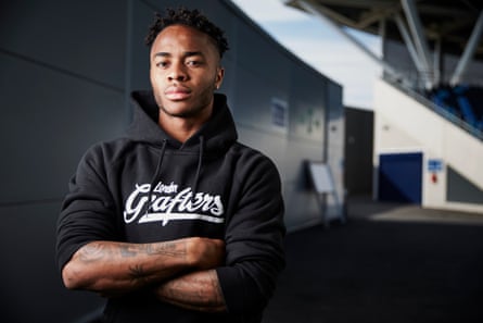 Raheem Sterling poses for a portrait for the Guardian at Manchester CityâÂÂs training complex in 2015
