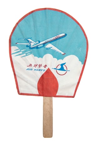 A 1990s handheld paper fan – regularly handed out during the hot weather in July and August – featuring Air Koryo, the North Korean state airline. From the book Made In North Korea by Nicholas Bonner / Phaidon.