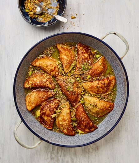 Yotam Ottolenghi’s qatayef with pistachio and orange syrup.