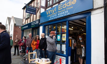 People queuing outside Vinyl Eddie in York on Record Store Day last year.