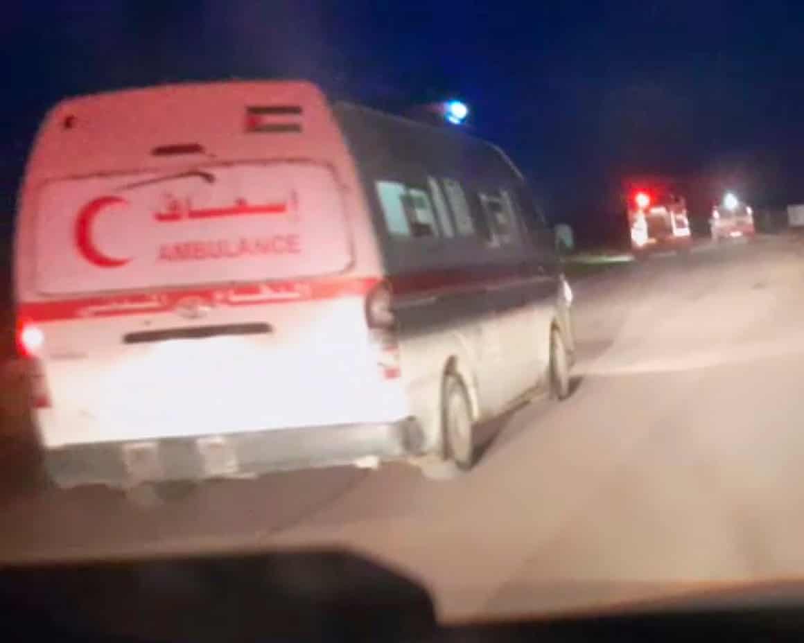 An image from a video released by the Palestinian Red Crescent Society, taken with a phone by one of 15 Palestinians medics killed by Israeli forces in Tel al-Sultan, Gaza, on 23 March 2025.
