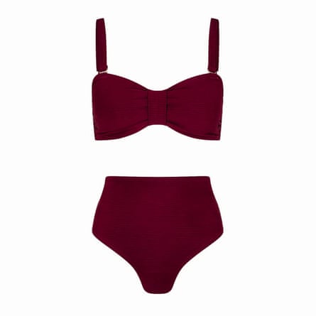 Burgundy ribbed bikini