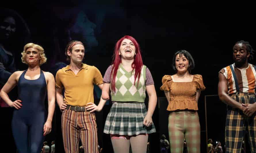 the cast of A Chorus Line, including Beth Hinton-Lever as Bebe Benzenheimer, centre.