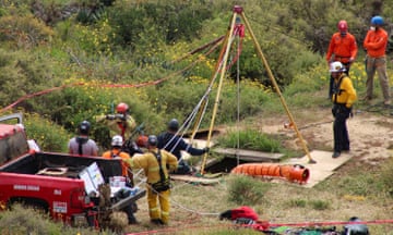 Rescue teams at the site in Baja California where the bodies were found.