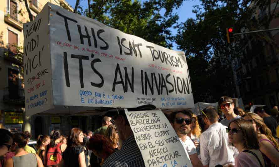 Protesters in Barcelona this summer.