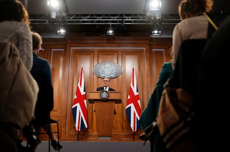 Keir Starmer speaking at his press conference in Downing Street.