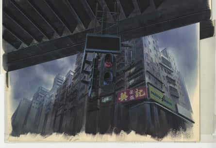A background watercolour by Hiromasa Ogura from Ghost in the Shell, cut 335