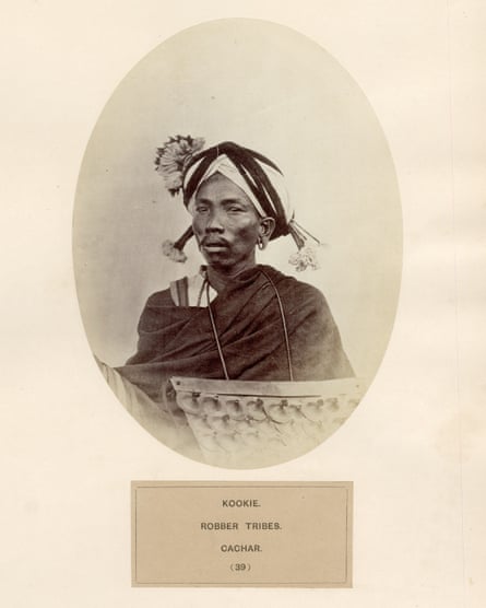 Benjamin Simpson, Kookie. Robber Tribes. Cachar (Assam). Silver albumen print mounted on paper with letterpress captions, c1860-62.