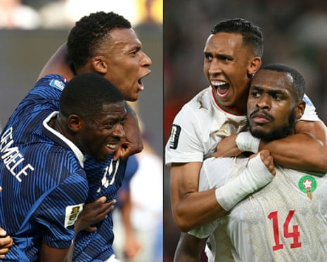 Composite picture for France v Morocco World Cup match