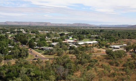 The view from Kelly's Knob Lookout of remote rural town Kununurra  in Western Australia