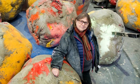 Artist Phyllida Barlow in her studio with parts of her work FOLLY, which will be at the 2017 Venice Biennale.