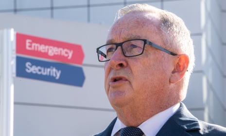 NSW health minister Brad Hazzard outside a hospital.