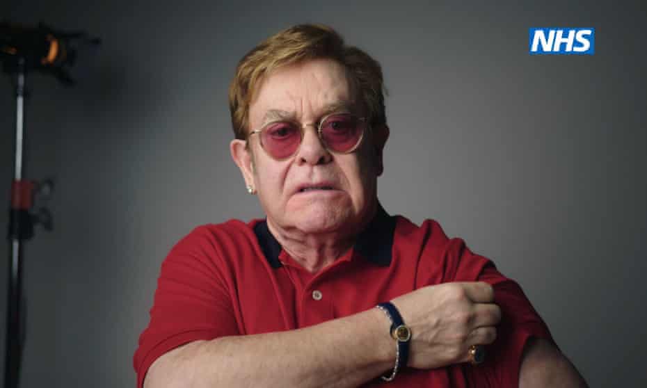 Sir Elton John in an NHS England video encouraging people to get vaccinated against coronavirus
