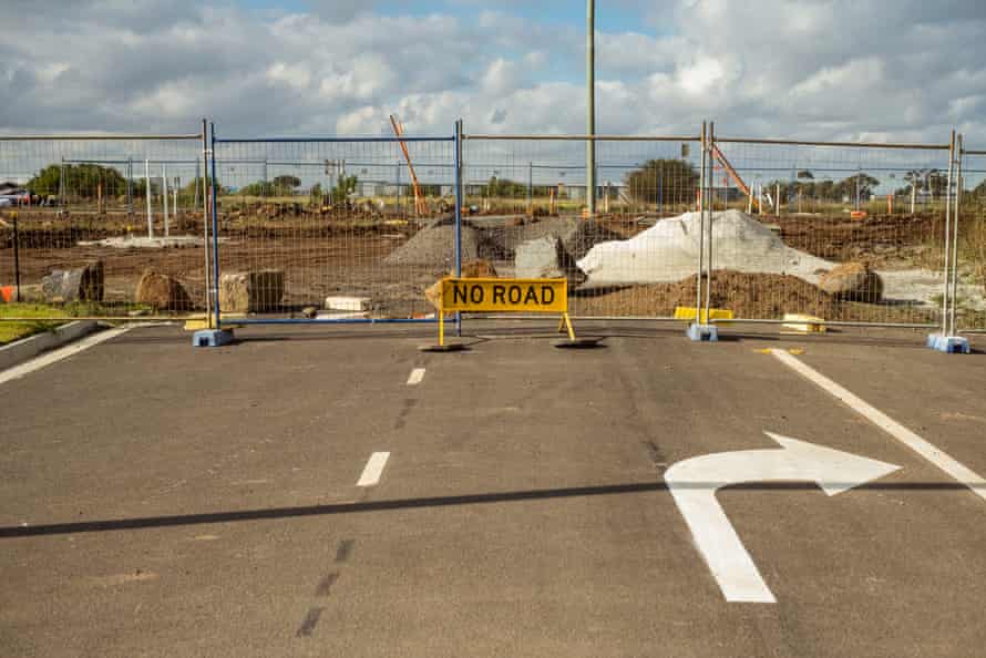 The road leading to the site of the potential train station at Truganina, which has not materialised.